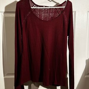 Burgundy Long Sleeve Knit Top